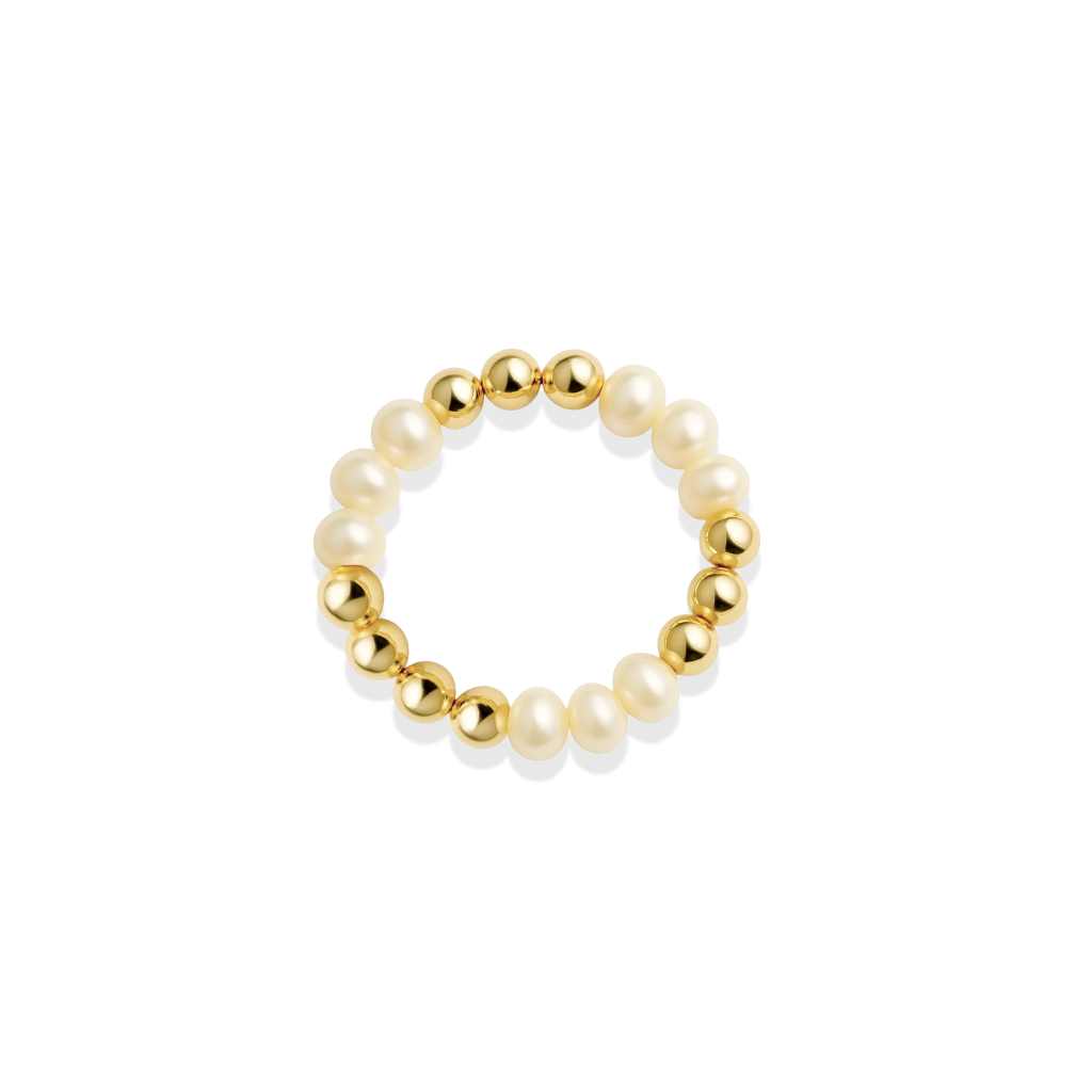Anna | Beaded Stretchy Ring with Pearls