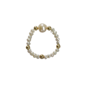 "ARIA" 14K Gold Filled and FWP ball beaded Stretchy Ring