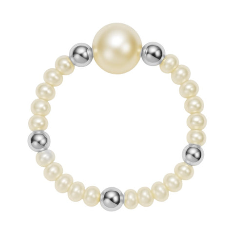 Aria Beaded Stretchy Ring with Pearls