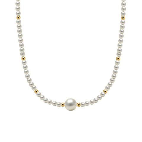 Aria Gold Filled Beaded Necklace with Pearls