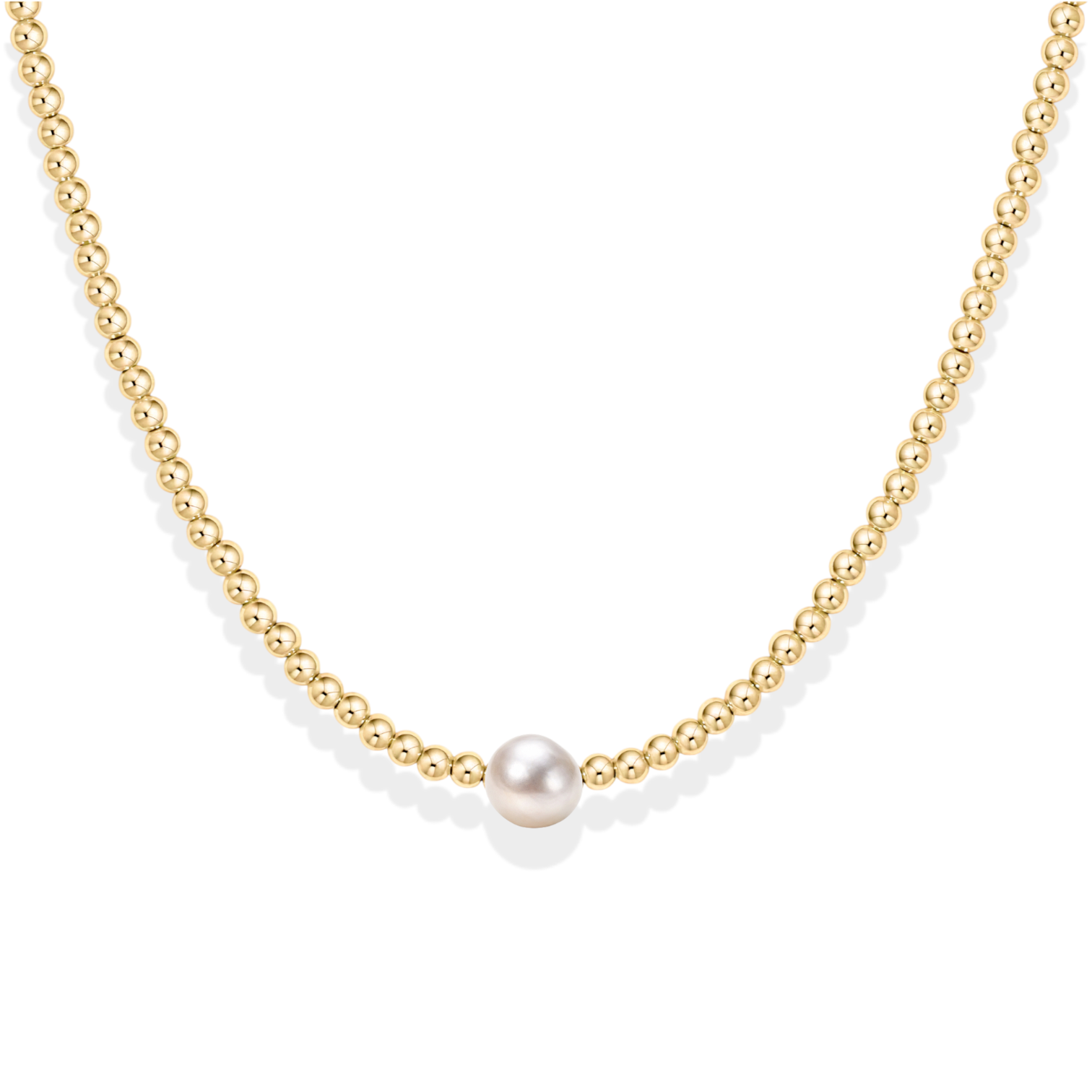 Audrey | Gold Filled Beaded Necklace with Pearls