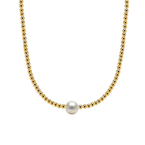 Audrey Gold Filled Beaded Necklace with Pearls