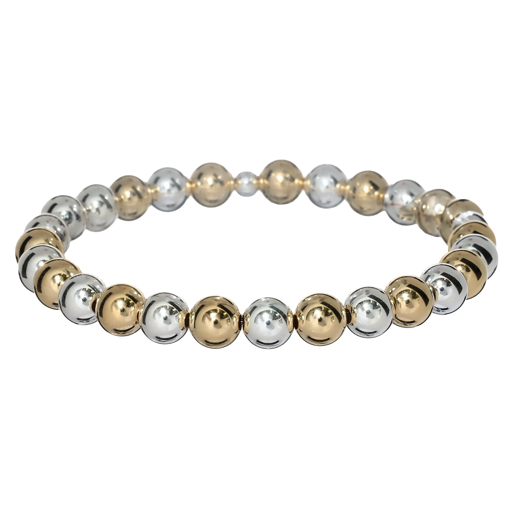 7mm 2-TONE CLASSIC  | Gold Filled & Silver Classic Beads Bracelet