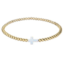 "CROSS" Opal Charm and Gold Filled Ball Beaded Bracelet