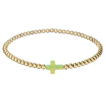 "CROSS" Opal Charm and Gold Filled Ball Beaded Bracelet