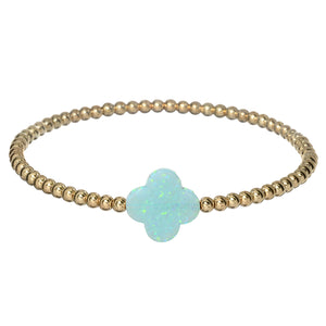 "LUCKY CLOVER" Large Opal on Gold Filled beaded Bracelet