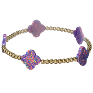 "LUCKY CLOVER" Large Opal BTY on Gold Filled beaded Bracelet