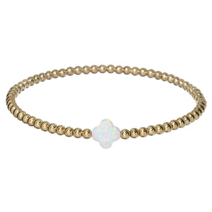 "LUCKY CLOVER" Medium Opal on Gold Filled beaded Bracelet