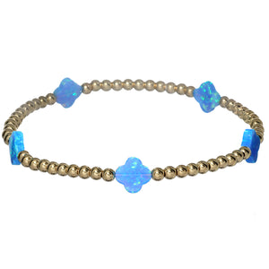 "LUCKY CLOVER" Medium Opal BTY on Gold Filled beaded Bracelet