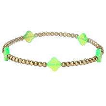 "LUCKY CLOVER" Medium Opal BTY on Gold Filled beaded Bracelet