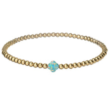 "LUCKY CLOVER" Small Opal on Gold Filled beaded Bracelet