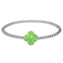 "LUCKY CLOVER" Large Opal on Gold Filled beaded Bracelet