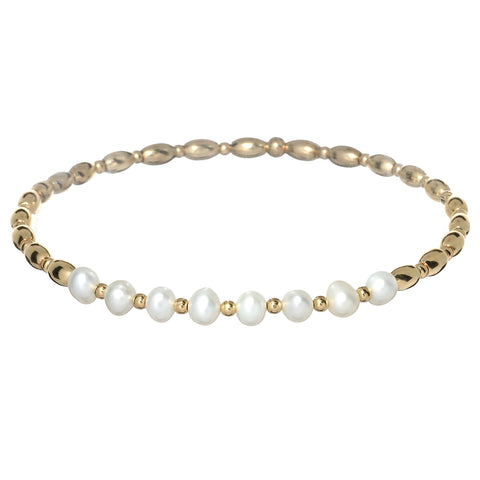 "LOUI" 14k gold-filled & pearl beaded bracelet