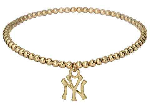 "NY" Charm Gold Filled Ball Bead Bracelet