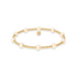 Gold beaded bracelet with pearls on a white background