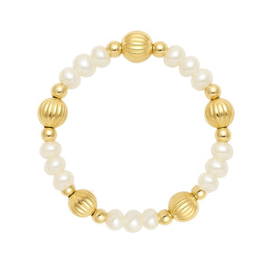 Basel | Beaded Stretchy Ring with Pearls