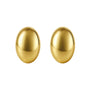 Pair of gold egg-shaped earrings on a white background