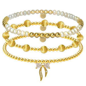 Beverly Hills Gold Filled Beaded Bracelet Stack
