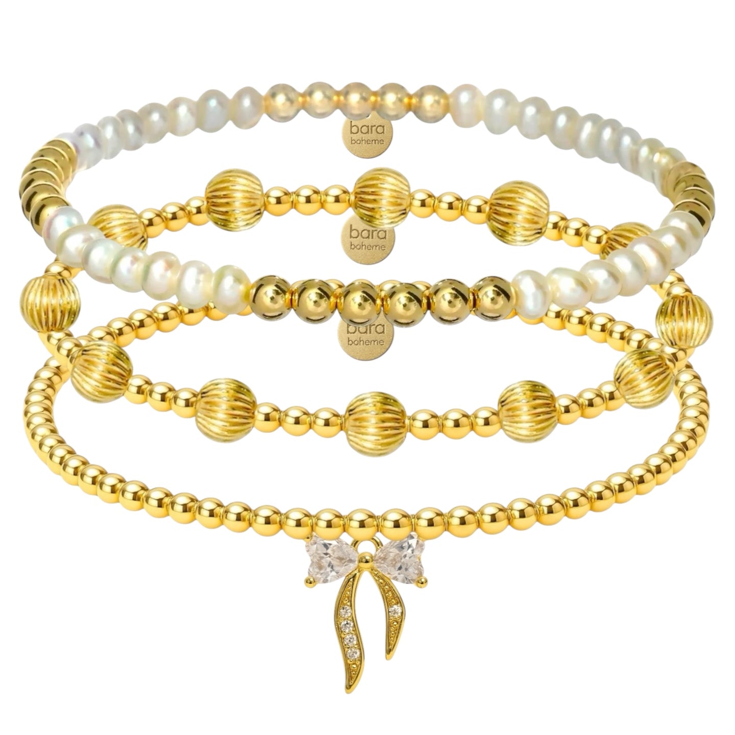 Beverly Hills Gold Filled Beaded Bracelet Stack