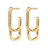 Gold hoop earrings with diamond accents on a white background