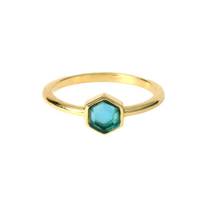 BLUE TOPAZ Gemstone Hexagon Ring