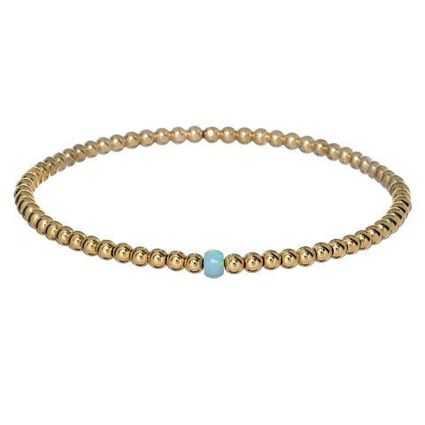 Kids Bracelet | "Mini Bolita" Opal Charm with Tarnish-Free Ball Beads