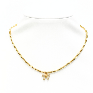 "BOW DREAM" Charm on 3MM Gold Filled Beaded Choker