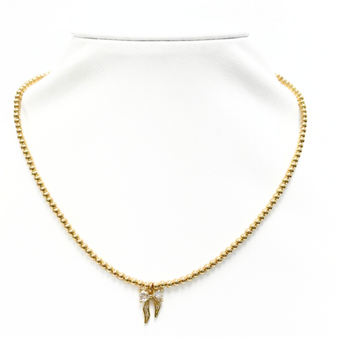 "BOW MIRACLE" Charm on 3MM Gold Filled Beaded Choker
