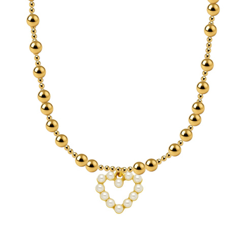 Brooke + Pearl Heart Gold Filled Beaded Necklace