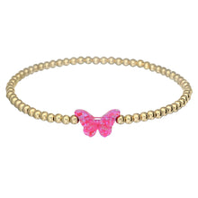 "CLASSIC OPAL BUTTERFLY" Charm and Gold Filled Ball Beaded Bracelet