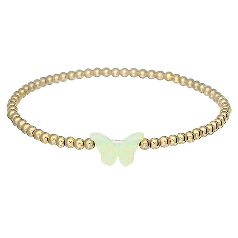CLASSIC BUTTERFLY | Opal Charm and 14K Gold Filled Beads Bracelet