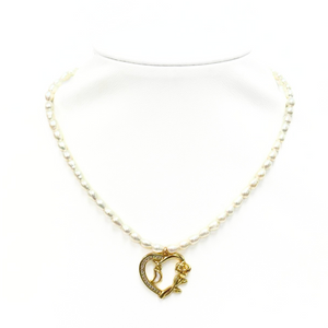 "HEART ROSE + STAR" Pearls w/ Gold Filled beaded Choker