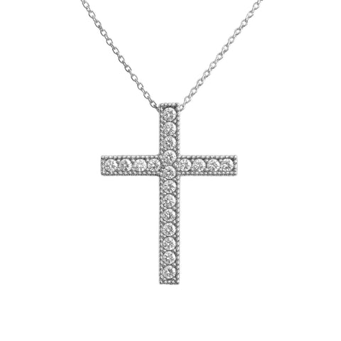 Celina | XL Pave Cross Necklace