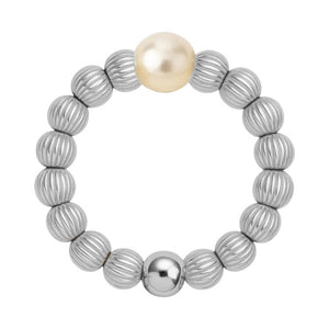 Charlotte Beaded Stretchy Ring with Pearls