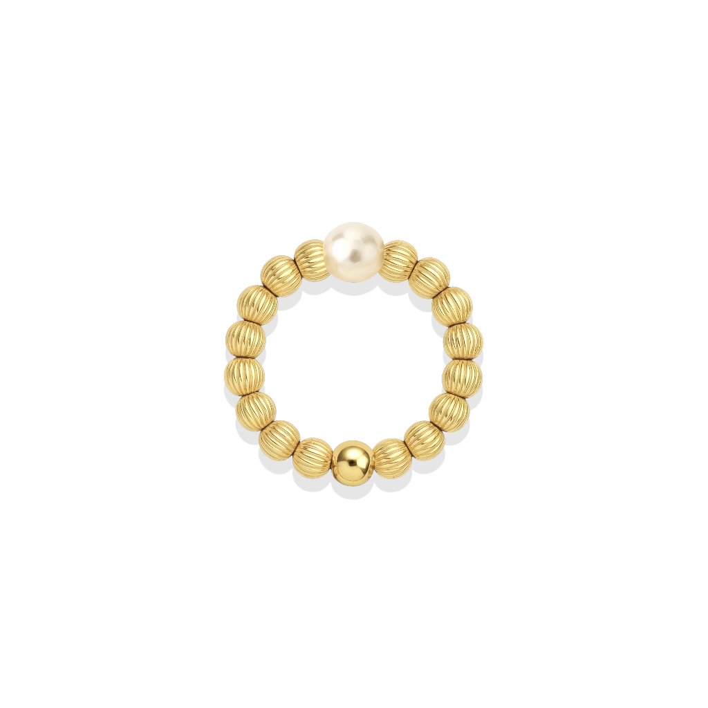 Charlotte | Beaded Stretchy Ring with Pearls