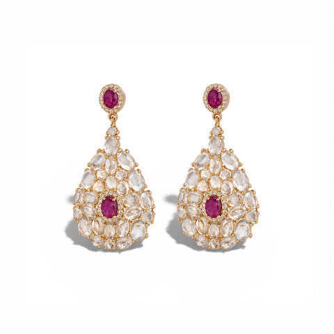 Cherish | Diamond Earrings with Moonstone