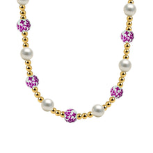 Cherry Blossom Gold Filled Beaded Necklace with Porcelain