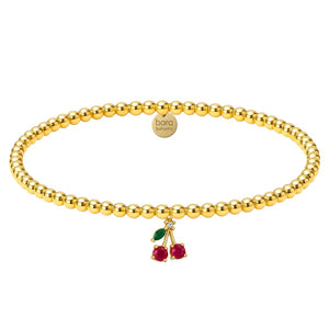 Cherry Charm | Gold Filled Beaded Bracelet