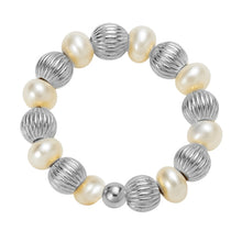 Beaded Stretchy Ring with Pearls