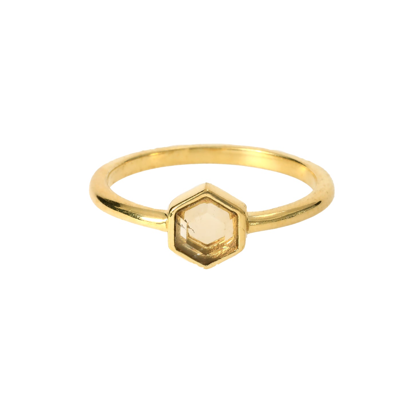 CITRINE Gemstone Hexagon Ring