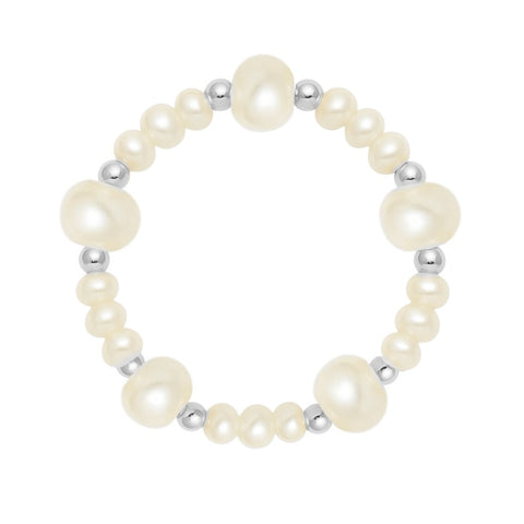 Claire | Beaded Stretchy Ring with Pearls