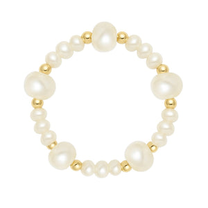 Claire | Beaded Stretchy Ring with Pearls