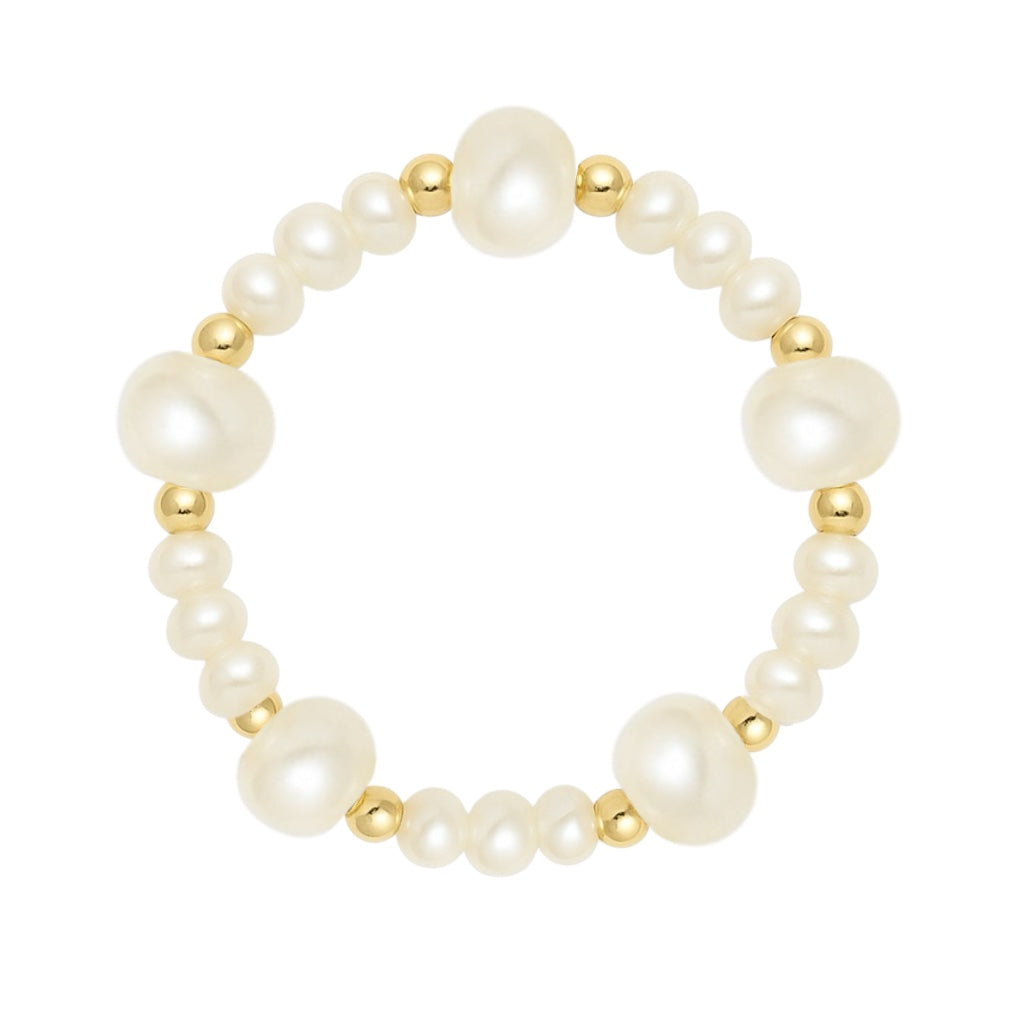 Claire | Beaded Stretchy Ring with Pearls