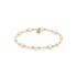 Pearl and gold beaded bracelet on a white background