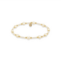 Pearl and gold beaded bracelet on a white background