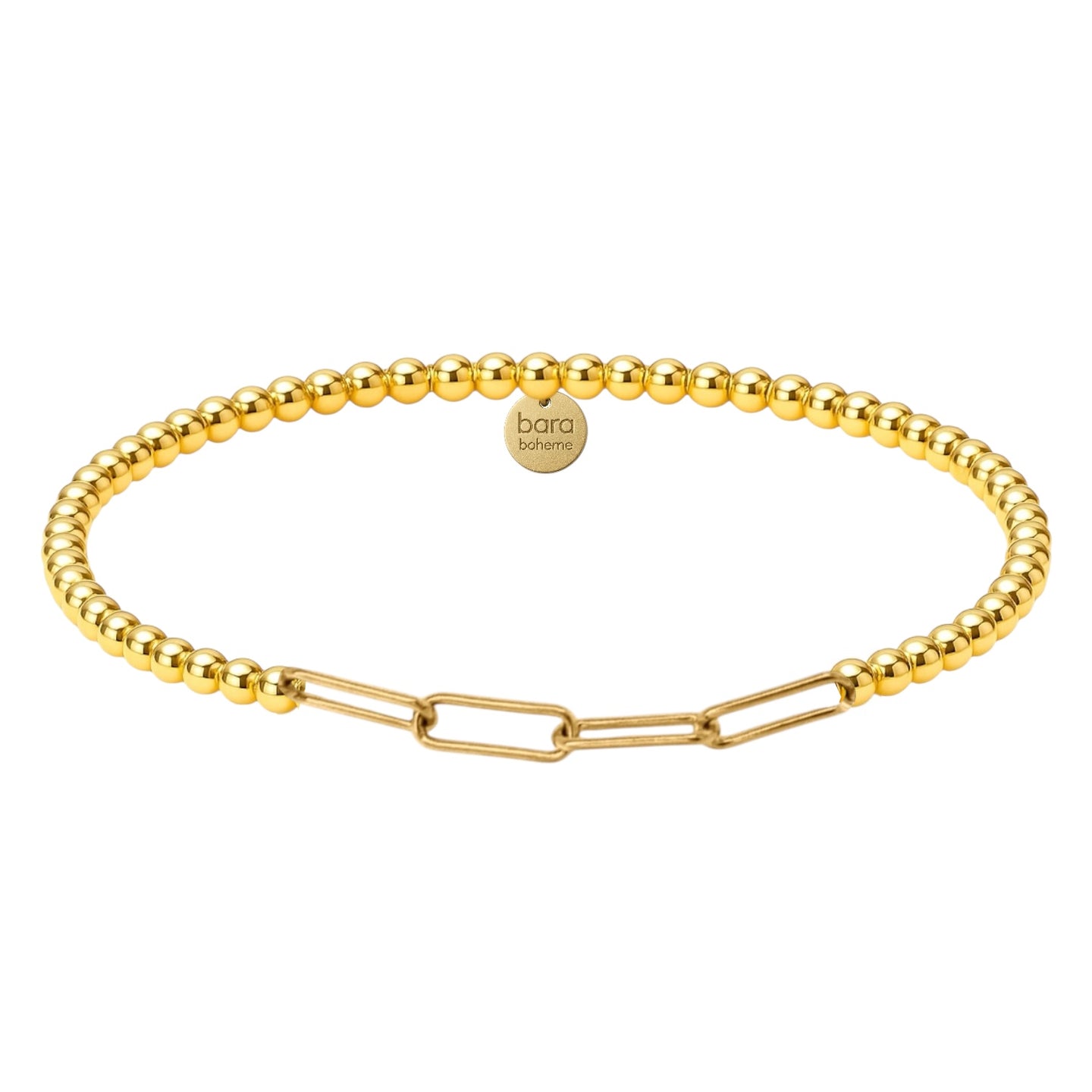 Classic Paperclip Gold Filled Beaded Bracelet