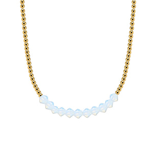 Crystal Bar Gold Filled Beaded Necklace
