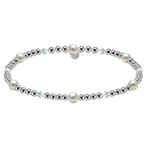 Crystal + Pearl Gold Filled Beaded Bracelet