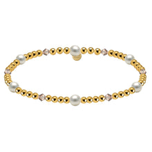 Crystal + Pearl Gold Filled Beaded Bracelet