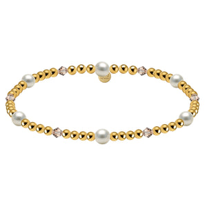 Crystal + Pearl Gold Filled Beaded Bracelet